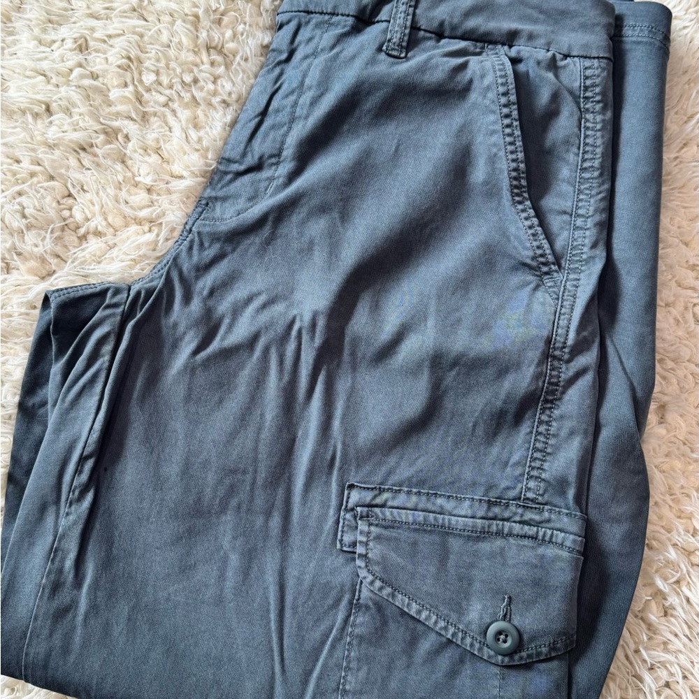 American Eagle Outfitters Dreamy Drape Teal/Gray Wide Leg Cargo Pants